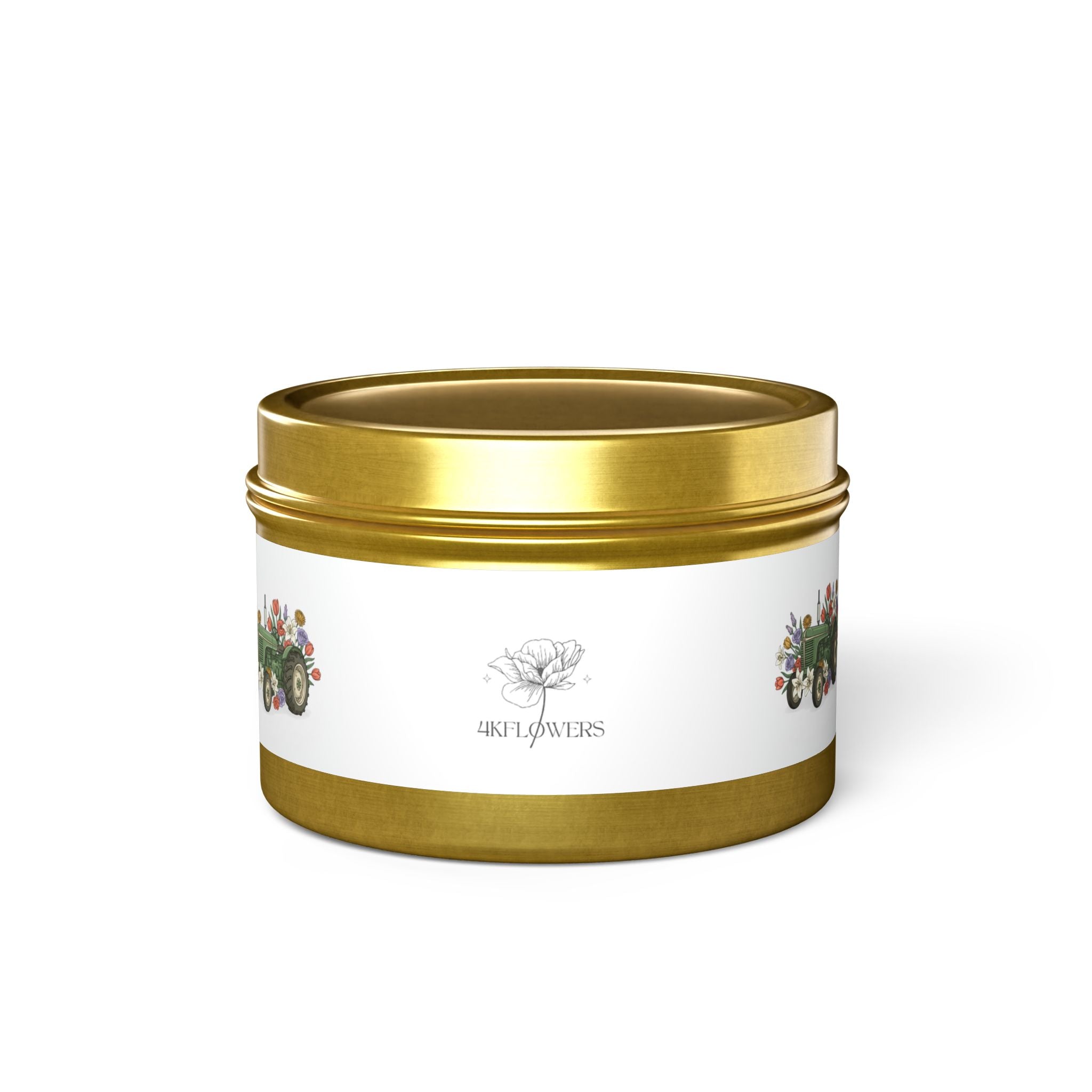 Floral Tractor Tin Candle — Garden Bouquet Scented Candle in Travel Tin