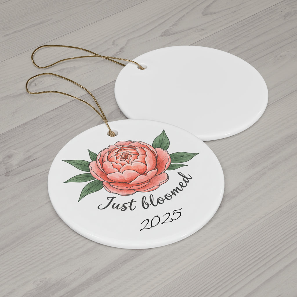 Just Bloomed 2025 Ceramic Ornament — Floral Graduation Keepsake