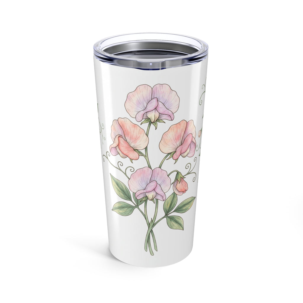 20oz Floral Tumbler – Pastel Sweet Pea Travel Cup