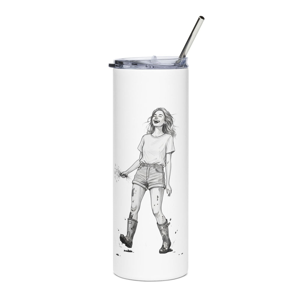 20oz Stainless Steel Tumbler – Script “Just a Dirty Garden” Travel Cup