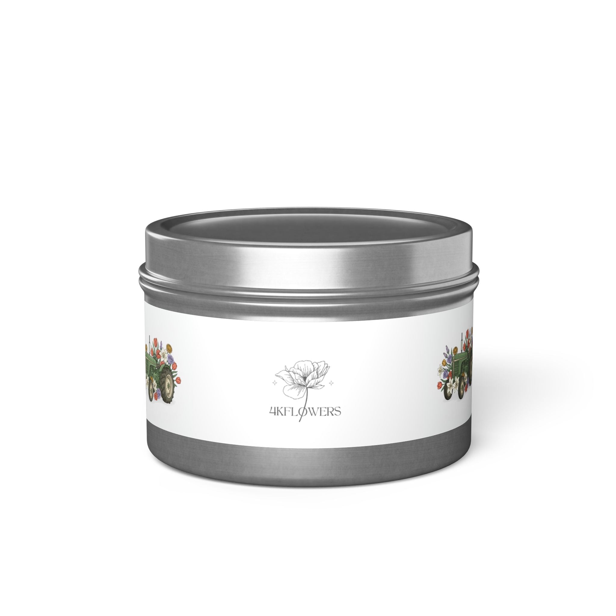Floral Tractor Tin Candle — Garden Bouquet Scented Candle in Travel Tin