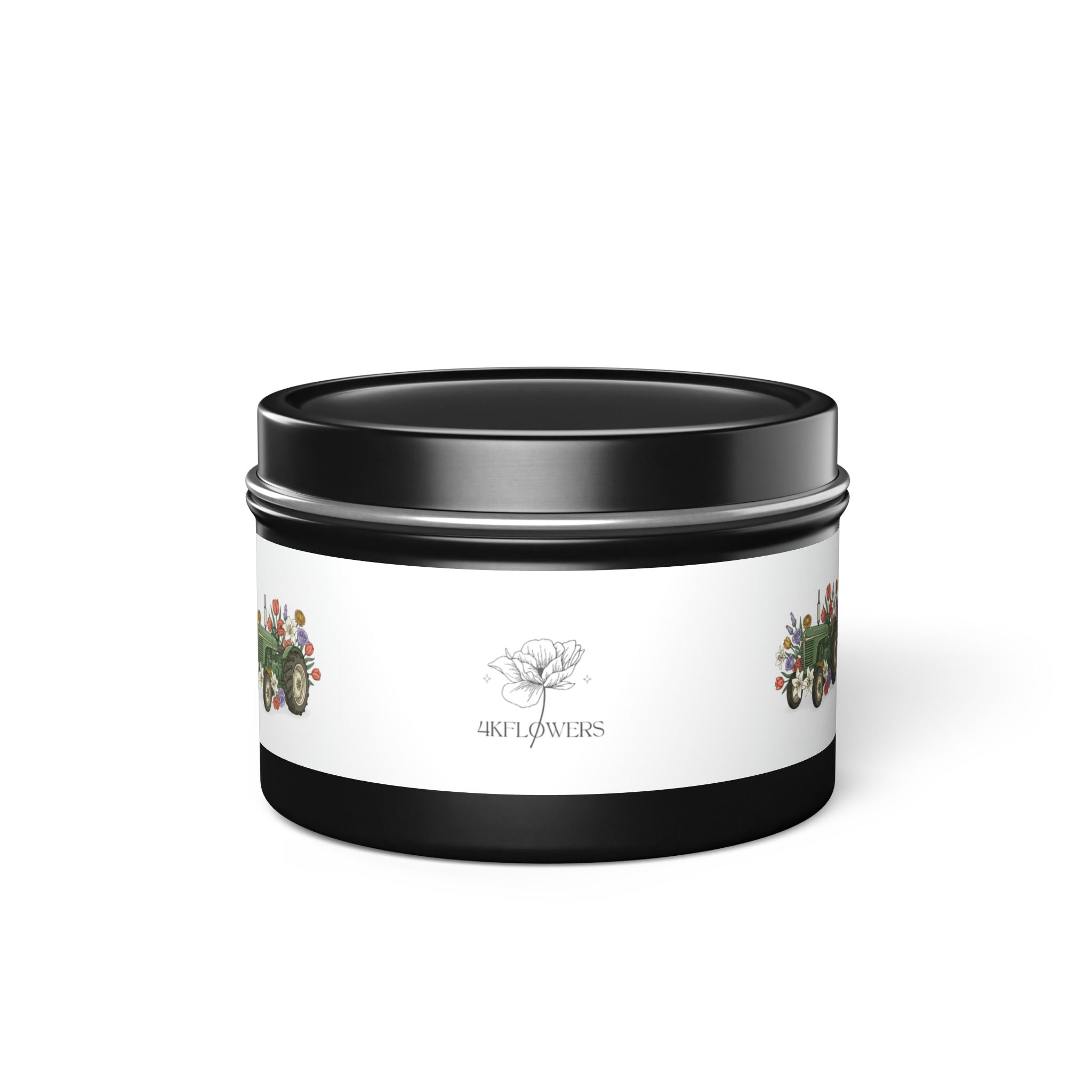Floral Tractor Tin Candle — Garden Bouquet Scented Candle in Travel Tin