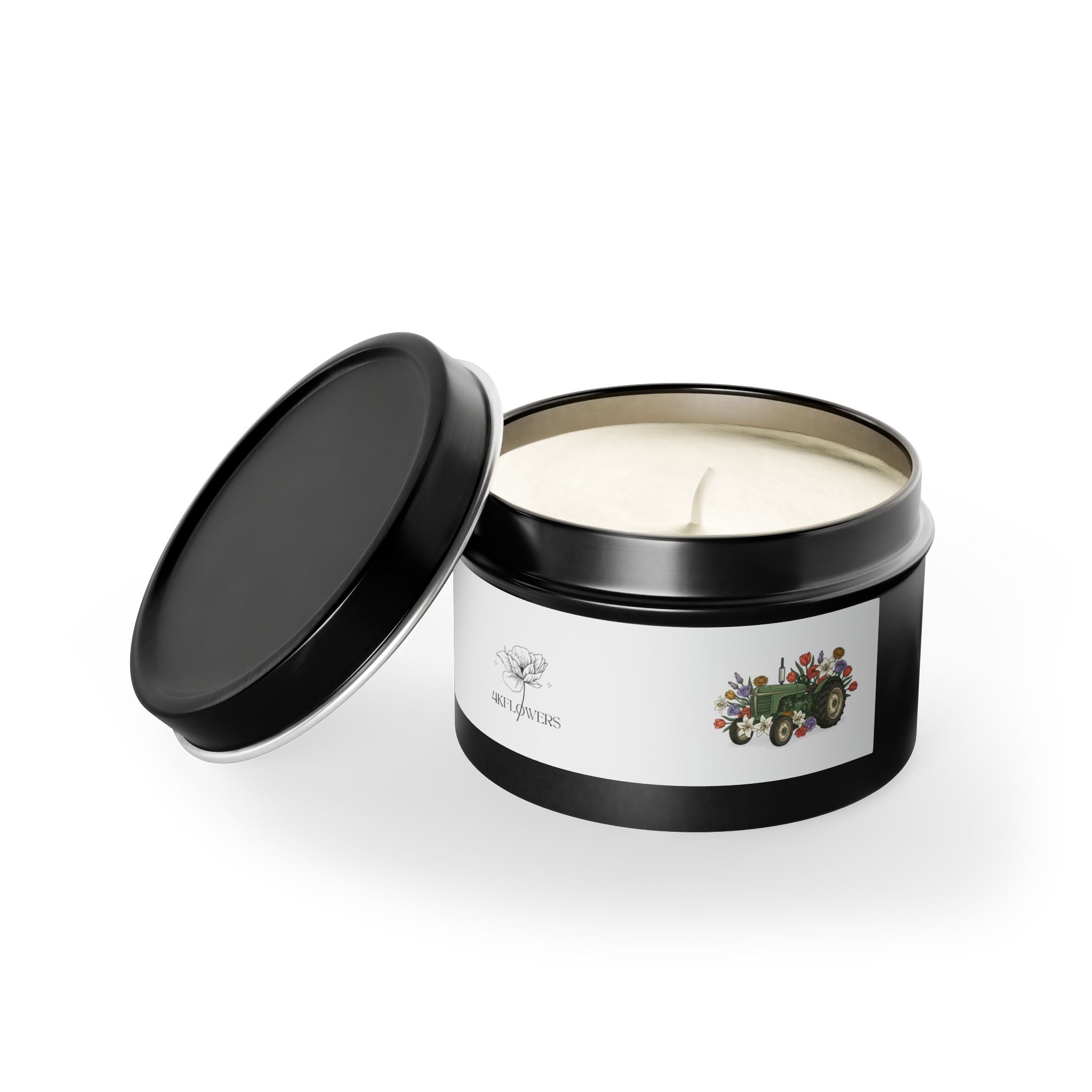 Floral Tractor Tin Candle — Garden Bouquet Scented Candle in Travel Tin