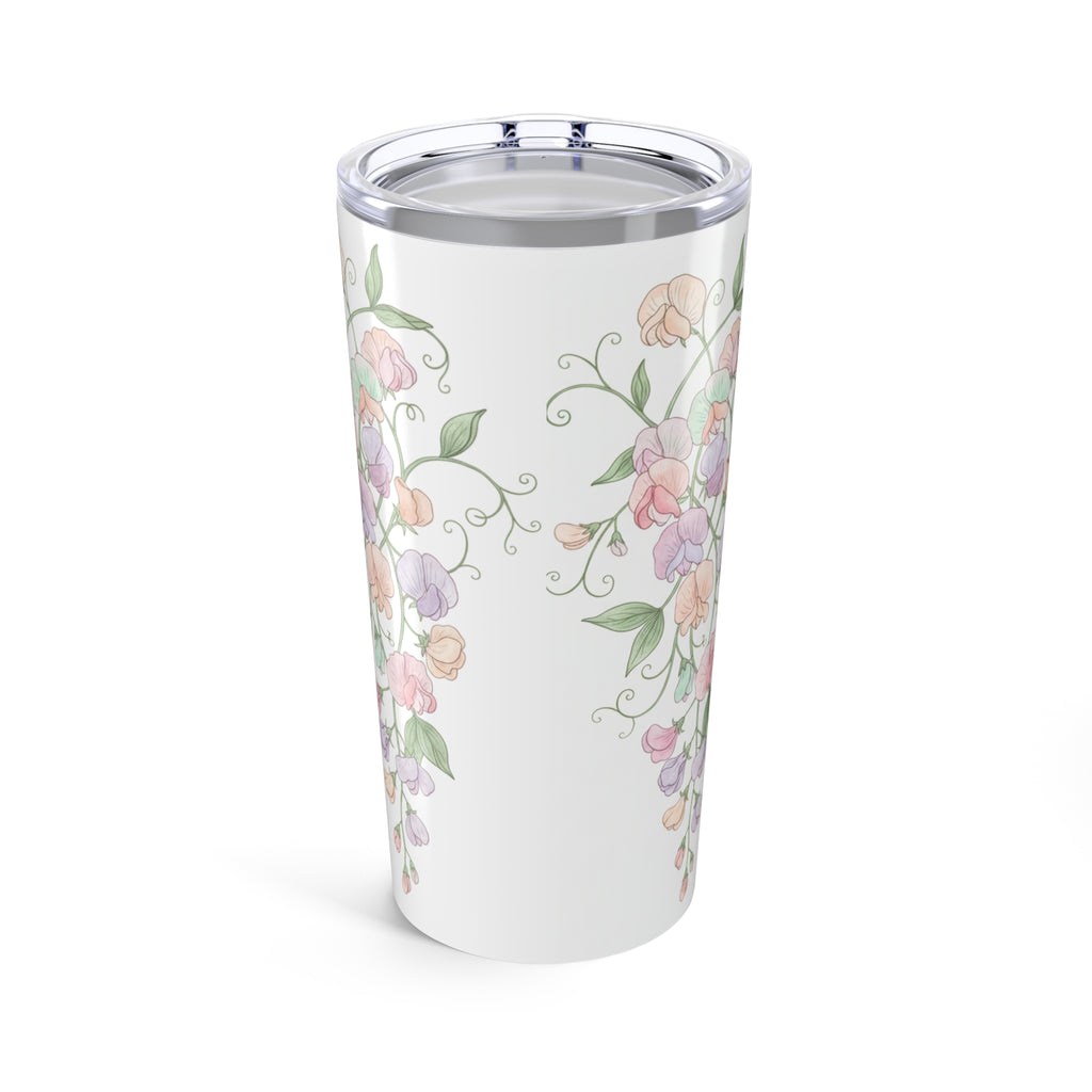 20oz Floral Tumbler – Pastel Sweet Pea Travel Cup