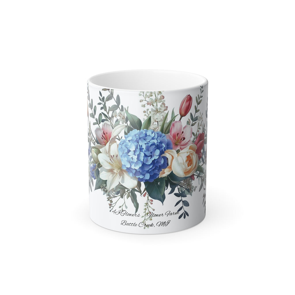 Color-Changing Floral Mug — 4KFlowers Poppy Design, 11 oz