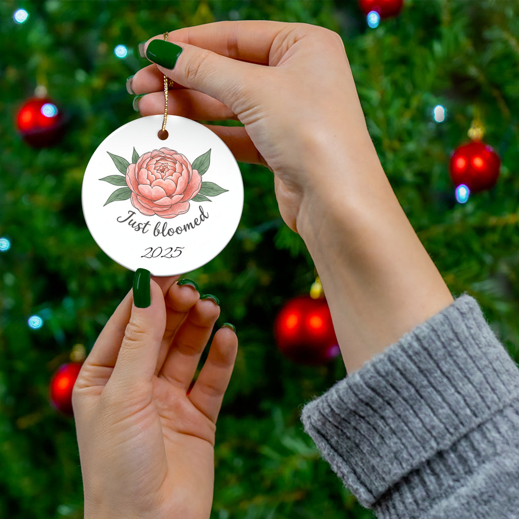 Just Bloomed 2025 Ceramic Ornament — Floral Graduation Keepsake