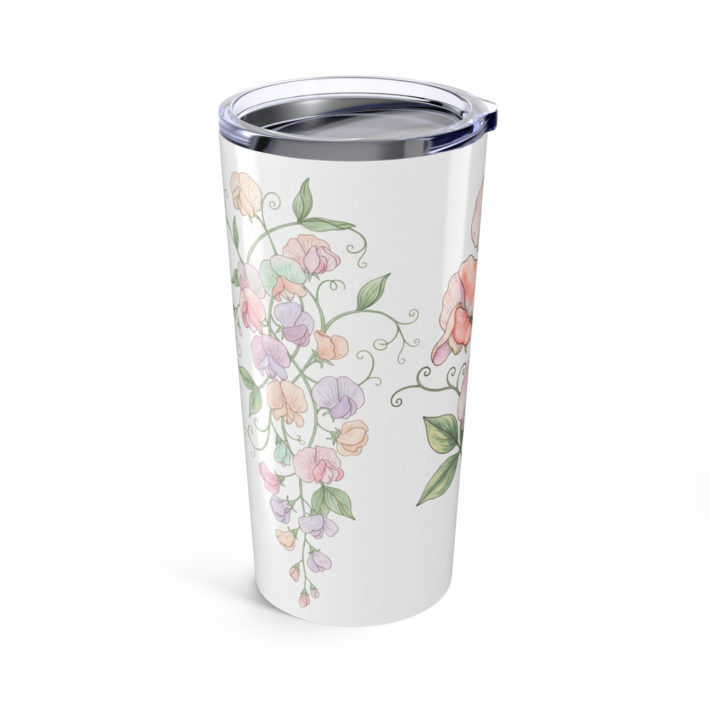 20oz Floral Tumbler – Pastel Sweet Pea Travel Cup