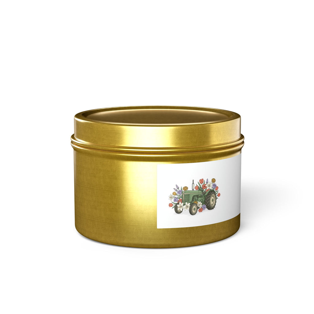 Floral Tractor Tin Candle — Garden Bouquet Scented Candle in Travel Tin