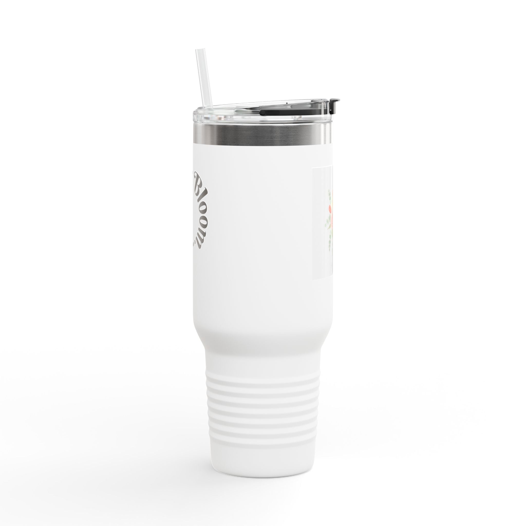 40oz Floral Insulated Travel Mug — Rose Bouquet Tumbler with Handle