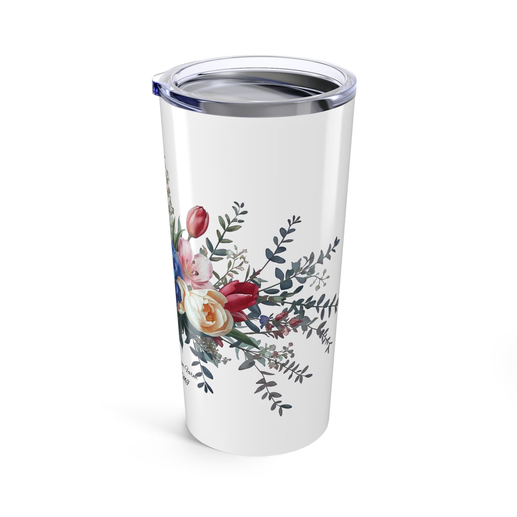 20oz Floral Tumbler — Blue Hydrangea & Rose Travel Cup