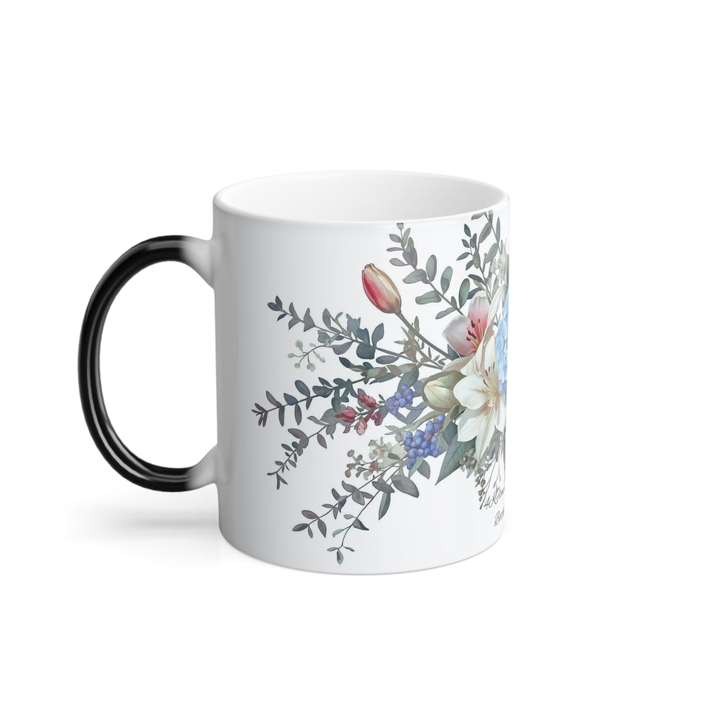 Color-Changing Floral Mug — 4KFlowers Poppy Design, 11 oz