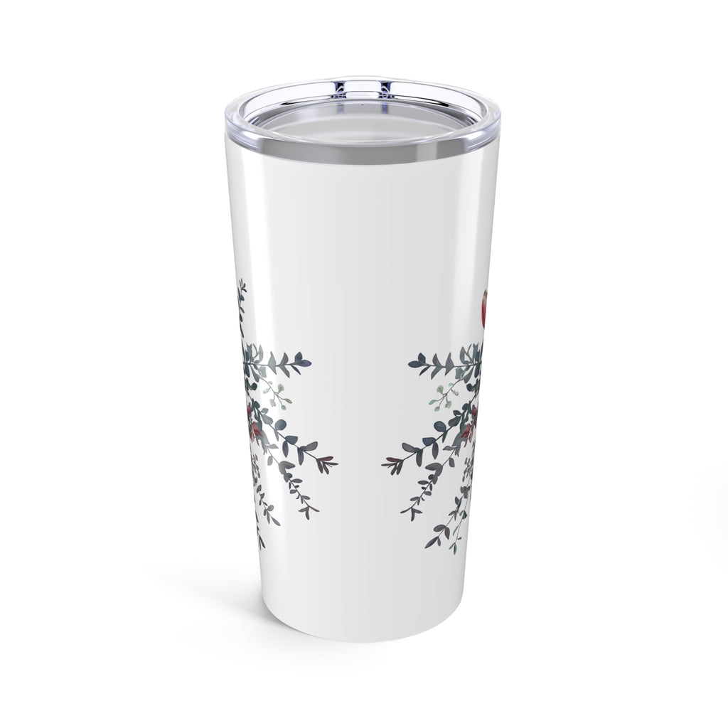 20oz Floral Tumbler — Blue Hydrangea & Rose Travel Cup