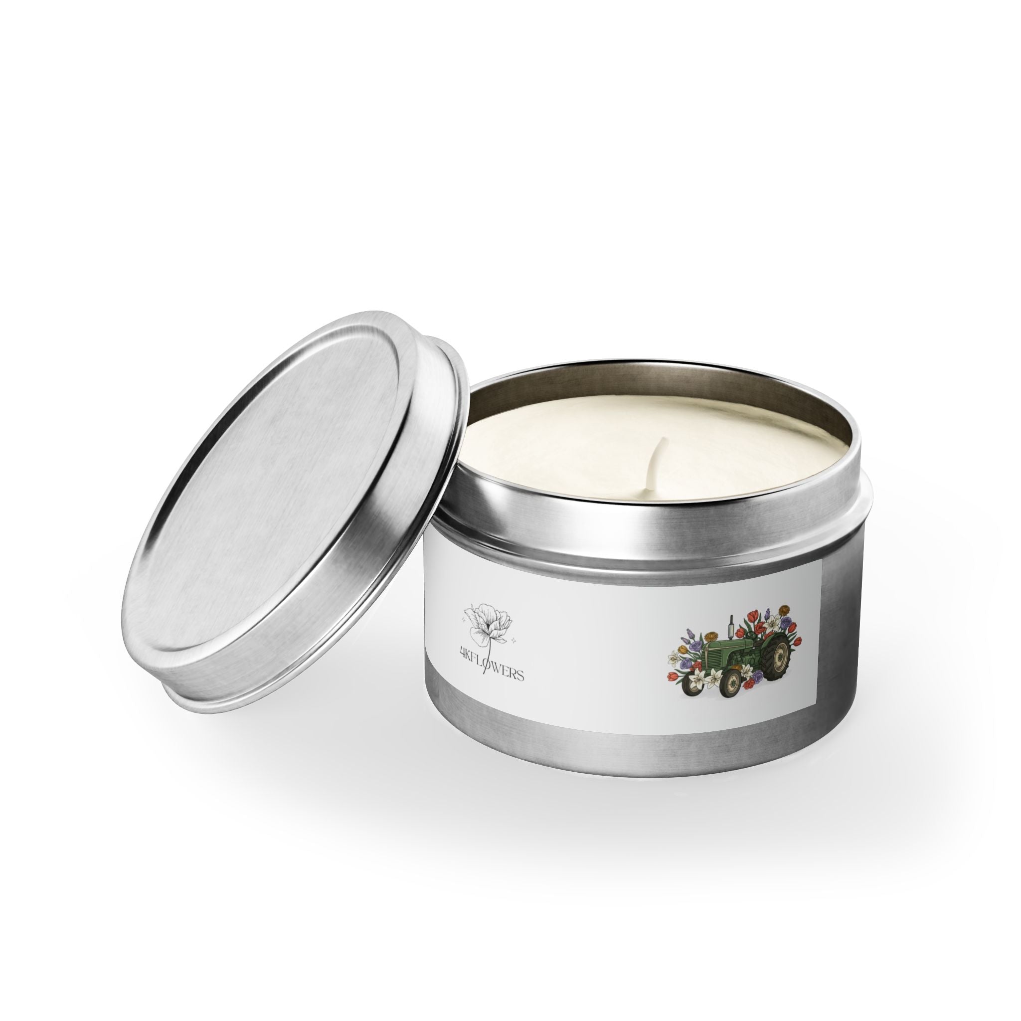 Floral Tractor Tin Candle — Garden Bouquet Scented Candle in Travel Tin