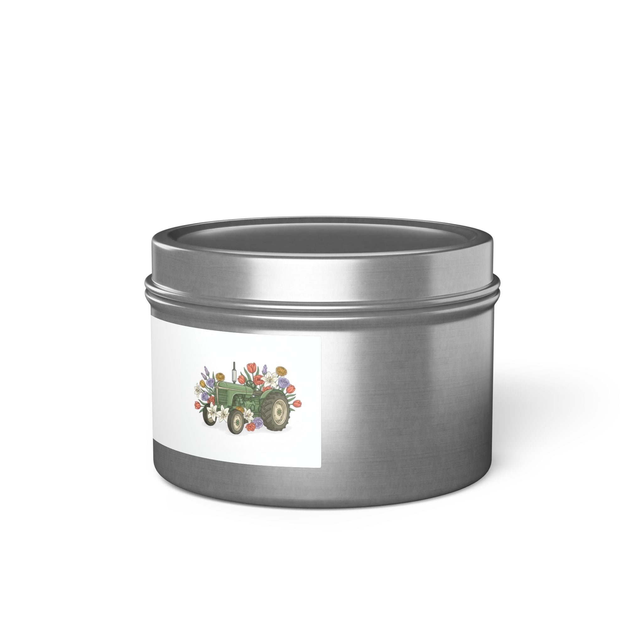 Floral Tractor Tin Candle — Garden Bouquet Scented Candle in Travel Tin
