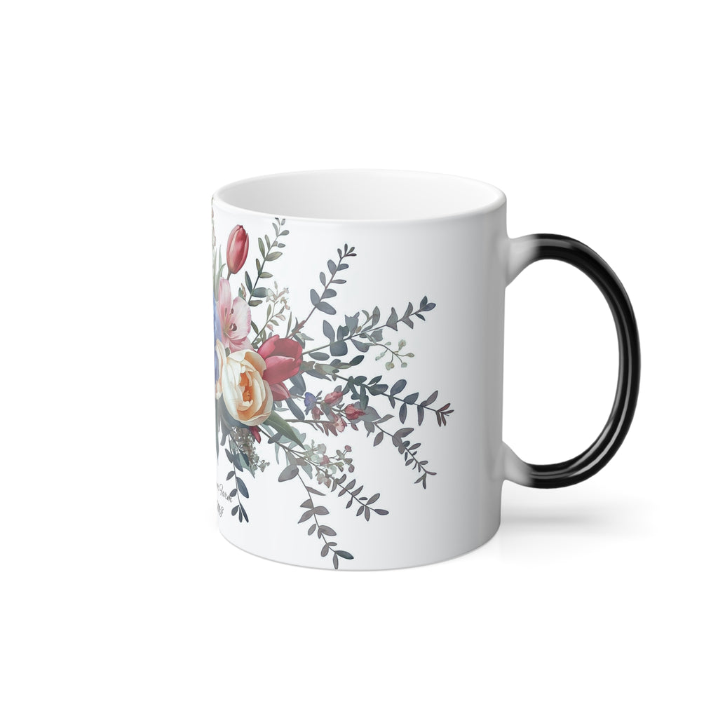 Color-Changing Floral Mug — 4KFlowers Poppy Design, 11 oz