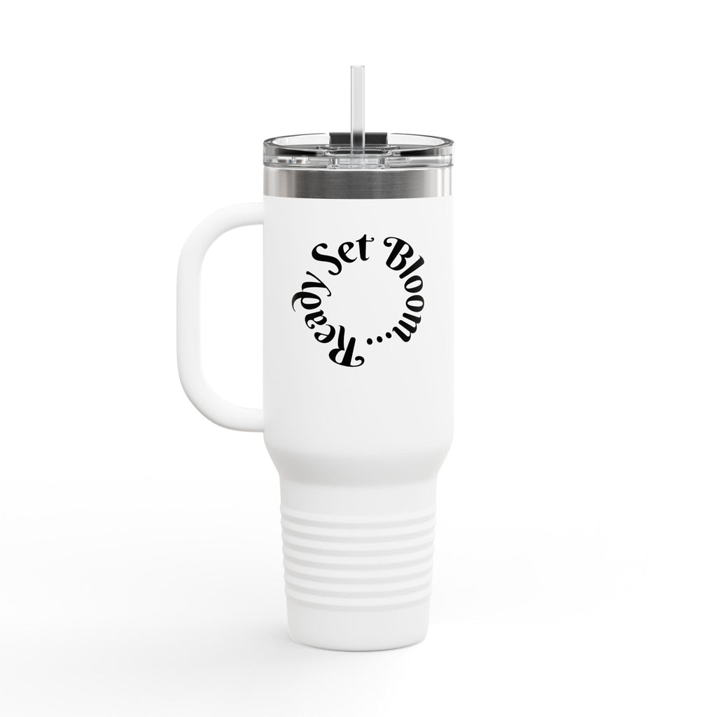 40oz Floral Insulated Travel Mug — Rose Bouquet Tumbler with Handle