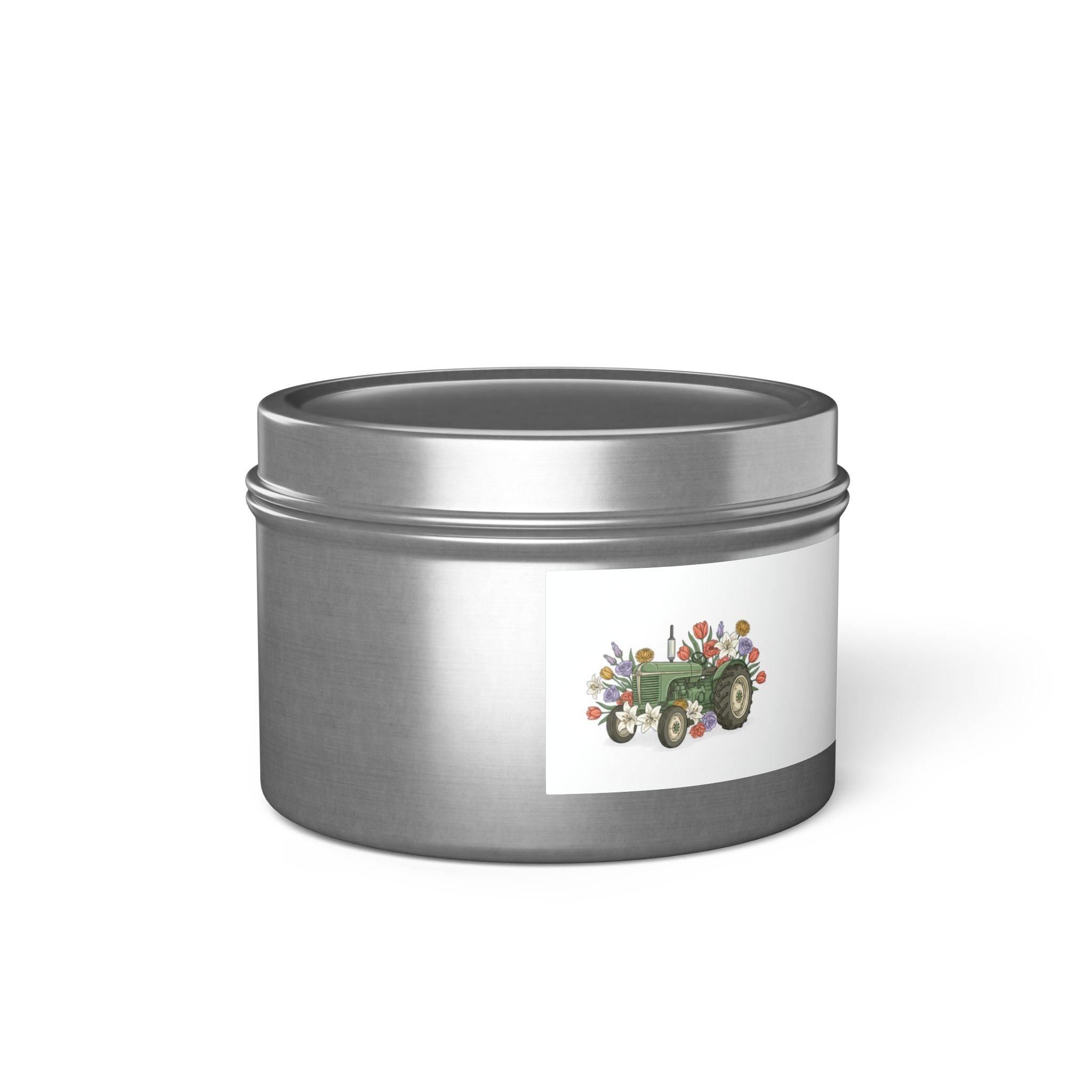 Floral Tractor Tin Candle — Garden Bouquet Scented Candle in Travel Tin